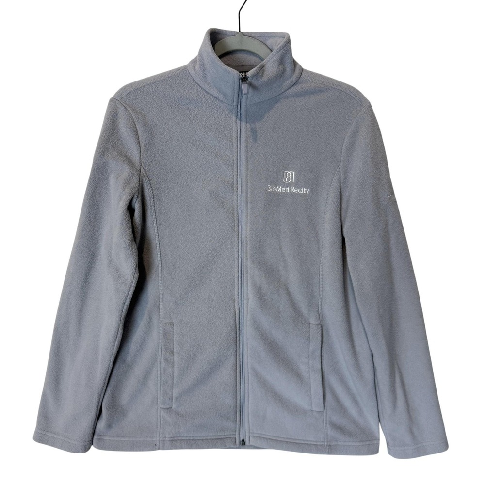 Lands' End Jacket Womens Small Gray Full Zip Fleece Oracle Logo BioMed Realty